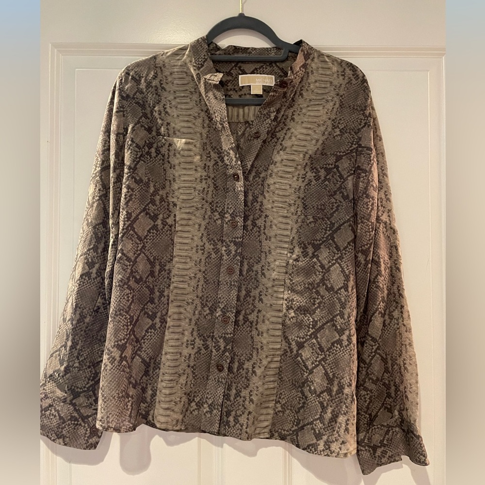 EUC Michael Kors snakeskin print blouse size 10